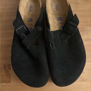 Birkenstock Boston Clog Black, Suede Leather Like New